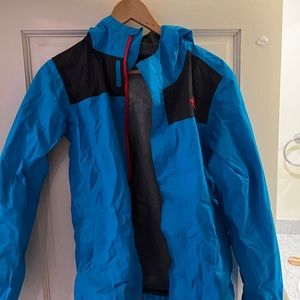 North Face raincoat, Boys L/G, Blue and Red accents